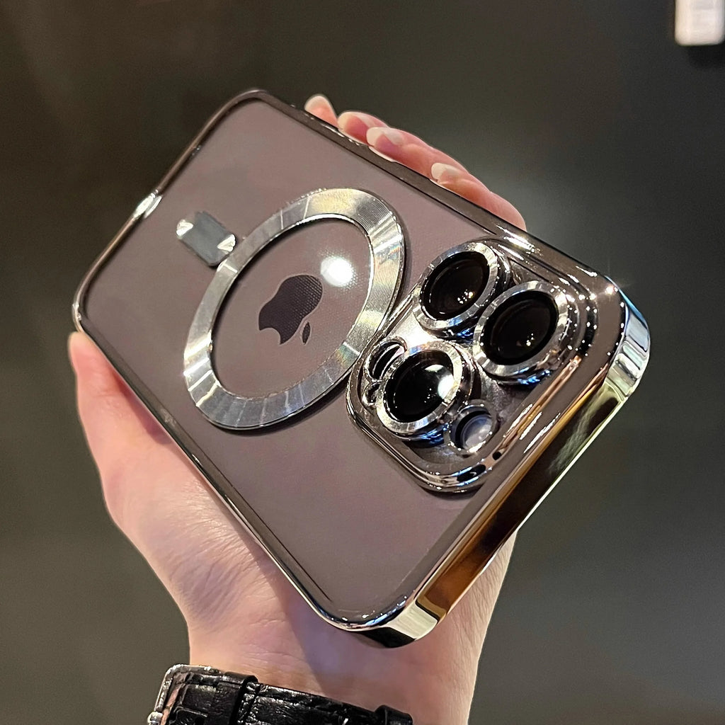 Luxury Magnetic For Magsafe Wireless Charge Plating Clear Case For iPhone 17 11 12 13 14 15 16 Pro Max Shockproof Silicone Cover