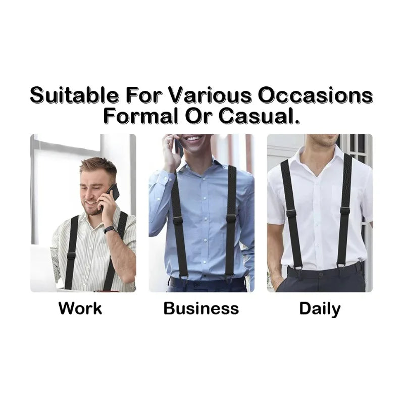 Hidden Suspenders for Men Heavy Duty Work Under Y Back Suspender Clothes 1.5 Inches with 3 Snap Loop