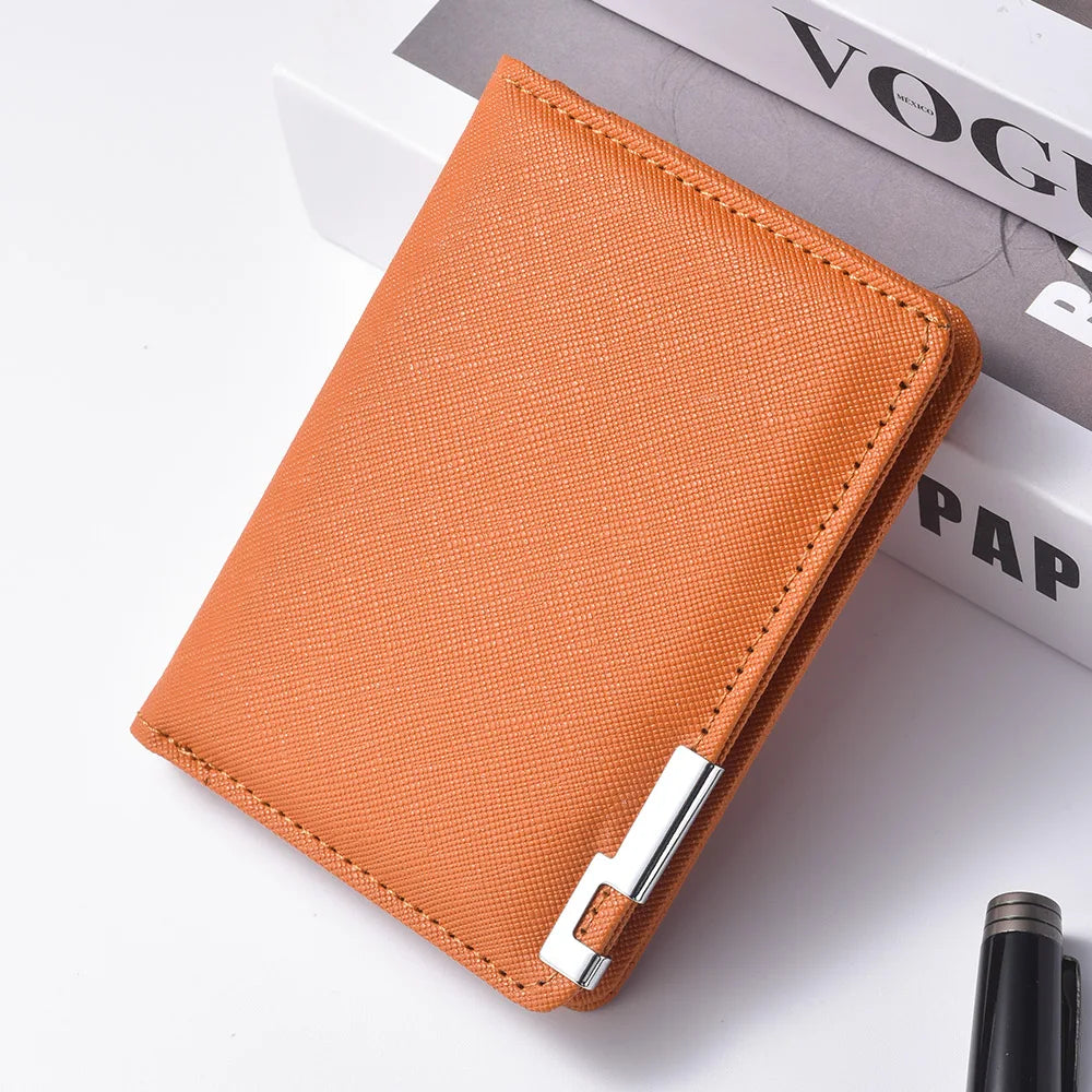 Black Faux Leather Small Slim Business-Style Wallet - Multiple Card Slots, Credit Card and Driver's License Holder, Geometric In
