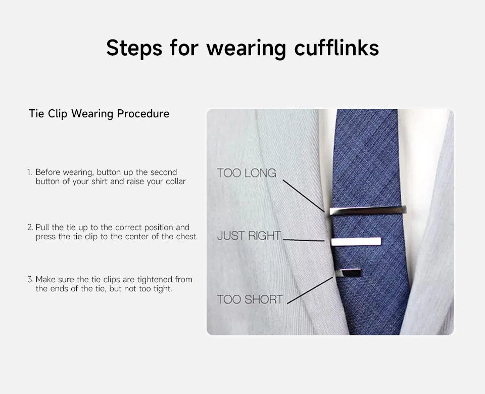 Tie Clip For Men Business Party Minimalist Tie Clips And Cufflinks To Man Shirt Gift Box Jewelry Men's Cuff Man Fashion Lawyer