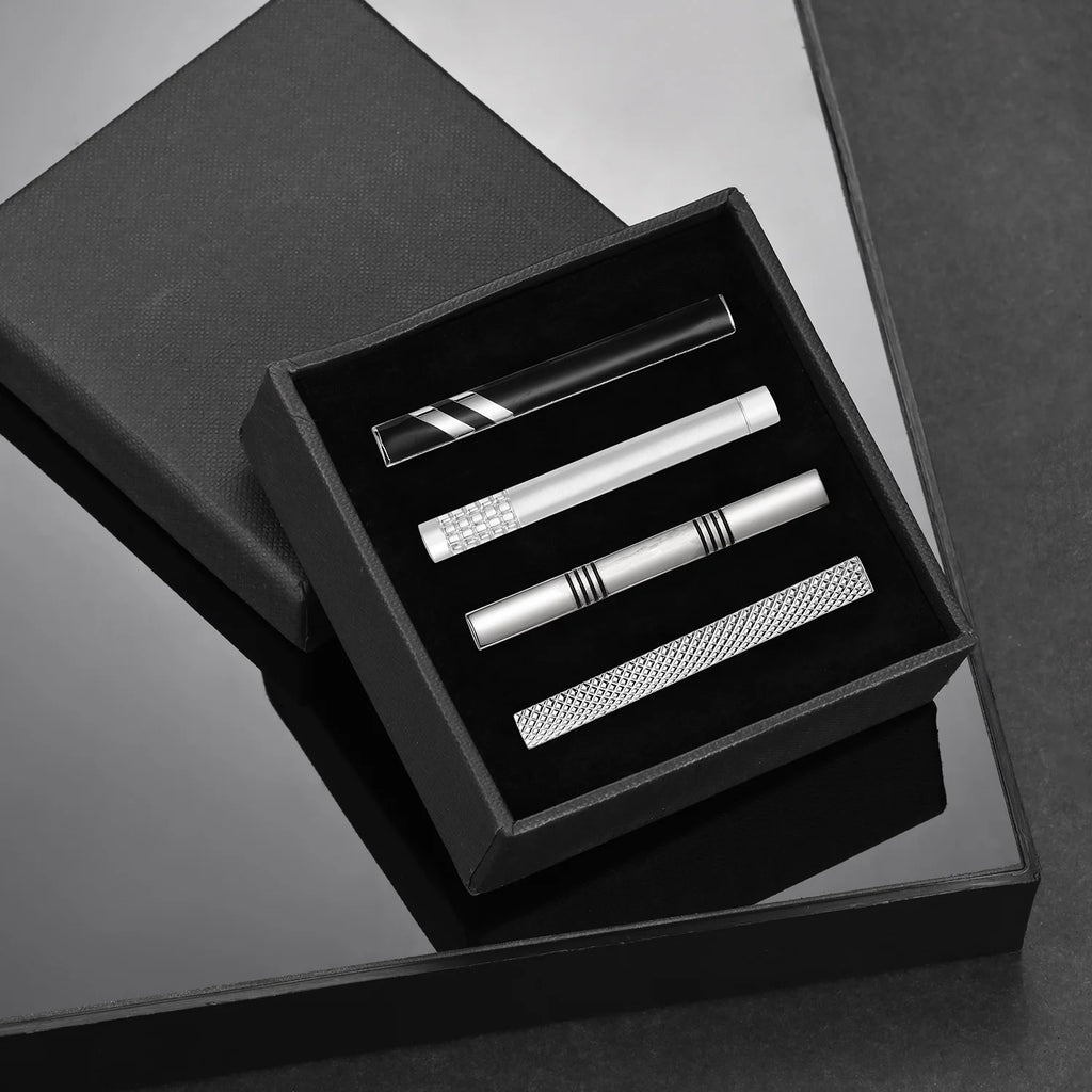 Tie Clip For Men Business Party Minimalist Tie Clips And Cufflinks To Man Shirt Gift Box Jewelry Men's Cuff Man Fashion Lawyer