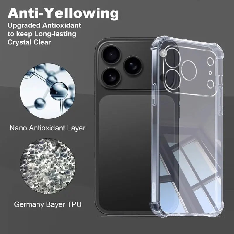 Soft Silicone TPU Phone Case For iPhone 17 Pro Max Anti-fall Transparent Phone Cover For  iPhone17 17 Pro 17Air Shockproof Cases