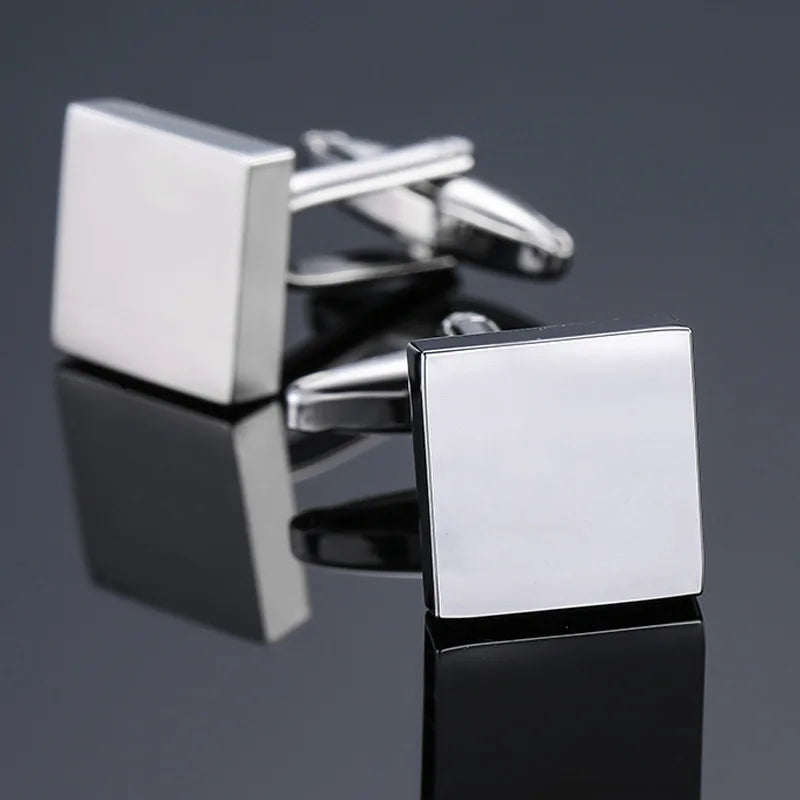 Cufflinks For Men Luxury Silvery Cuffs Retro Metal Cuff Links Mens French Square Button Shirts Business Jewelry Gift For Wedding