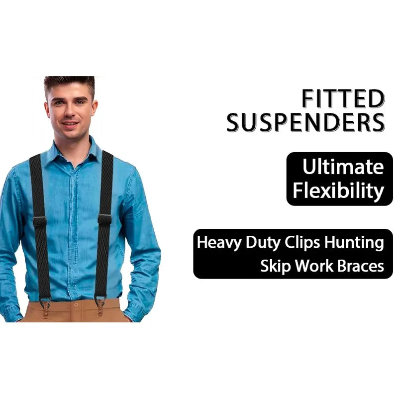 Hidden Suspenders for Men Heavy Duty Work Under Y Back Suspender Clothes 1.5 Inches with 3 Snap Loop