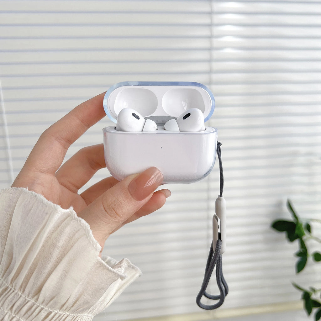 Clear Soft TPU Earphone Case for Airpods 4 3 2 1 Pro Pro2 Pro 3 Shockproof with Lanyard Strap for Airpods 4 Charging Case Cover