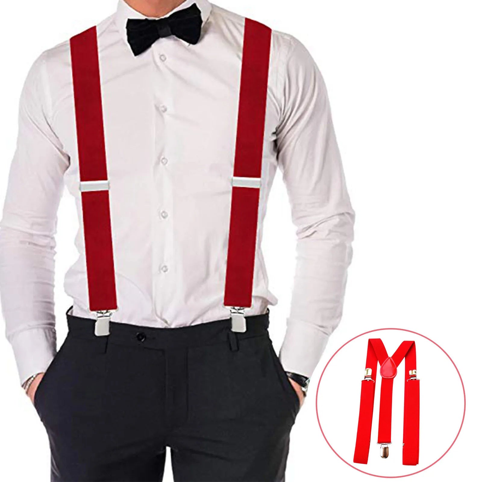 Mens Womens Universal Red Suspenders Suspenders Vintage Mens Suspenders New 3 Hooks Trouser Suspenders Adjustable For Work