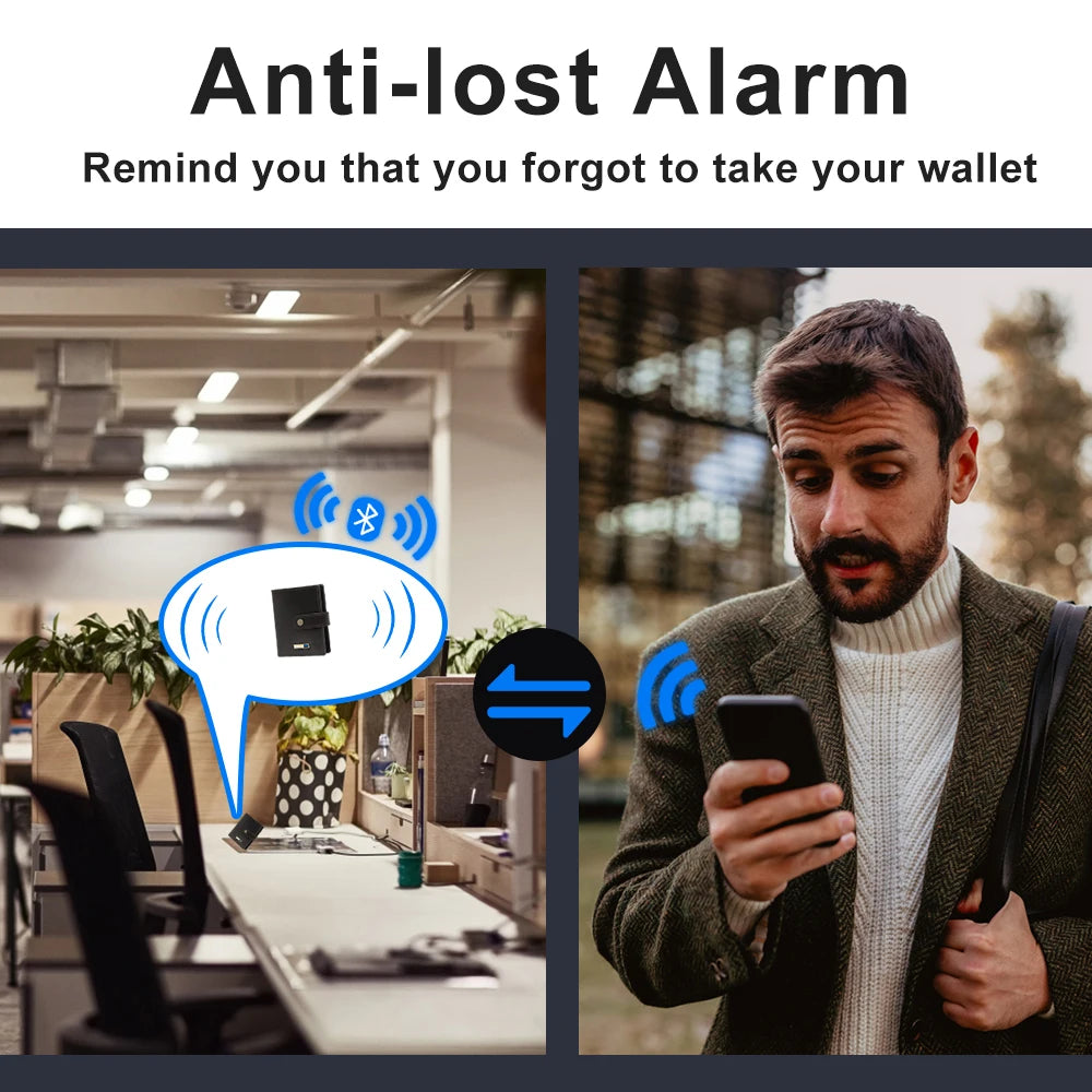 Wallet with Tracker Men Wallet anti Loss Android Magsafe Cüzdan Metal Cartera GPS Finder Boy Gift  smart wallet  with camera