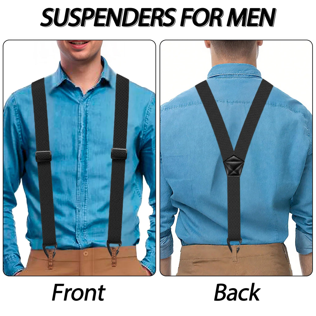 Hidden Suspenders for Men Heavy Duty Work Under Y Back Suspender Clothes 1.5 Inches with 3 Snap Loop