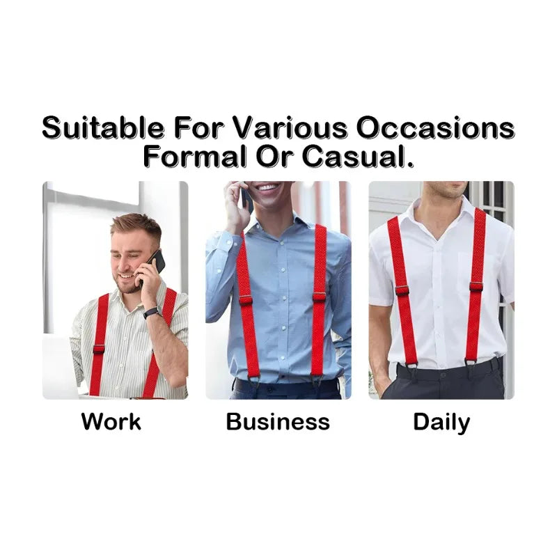 Hidden Suspenders for Men Heavy Duty Work Under Y Back Suspender Clothes 1.5 Inches with 3 Snap Loop