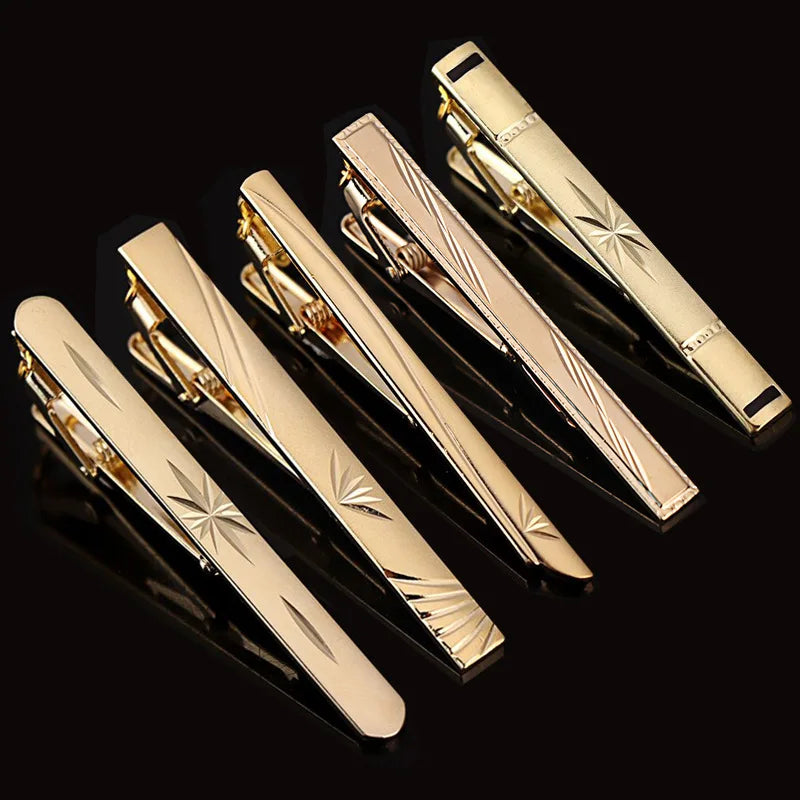 Tie Clip For Men Metal Gold Vintage Chain Luxury Business Ties Bar Pin Clip For Necktie Man Shirt Accessories Party Wedding Gift