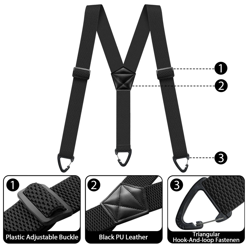 Hidden Suspenders for Men Heavy Duty Work Under Y Back Suspender Clothes 1.5 Inches with 3 Snap Loop