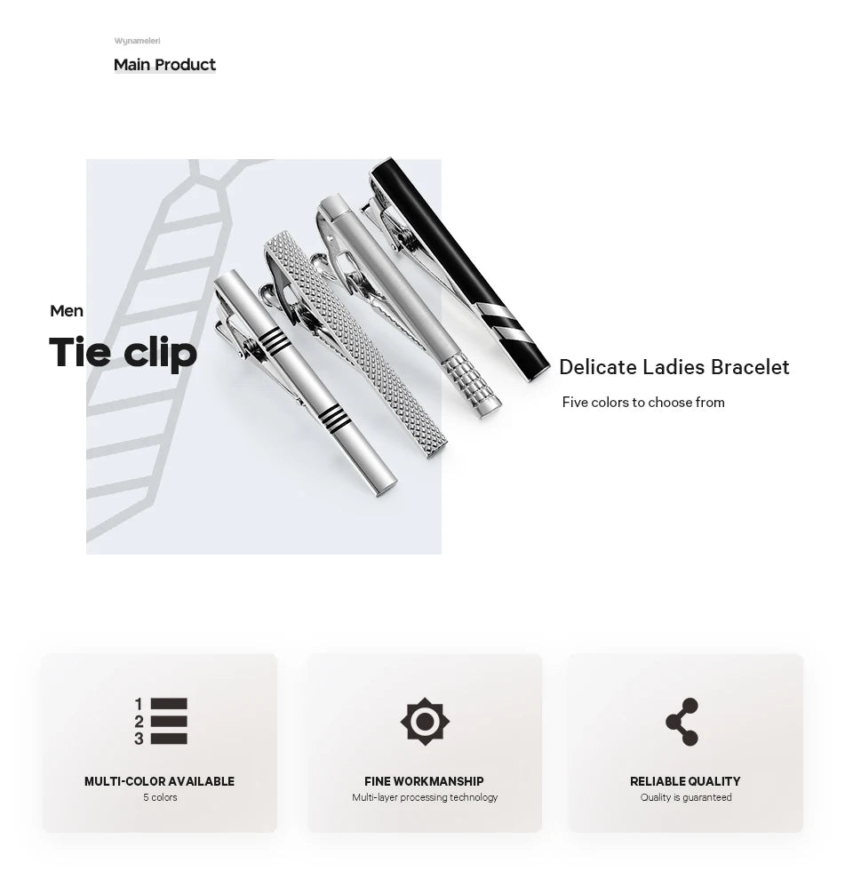 Tie Clip For Men Business Party Minimalist Tie Clips And Cufflinks To Man Shirt Gift Box Jewelry Men's Cuff Man Fashion Lawyer