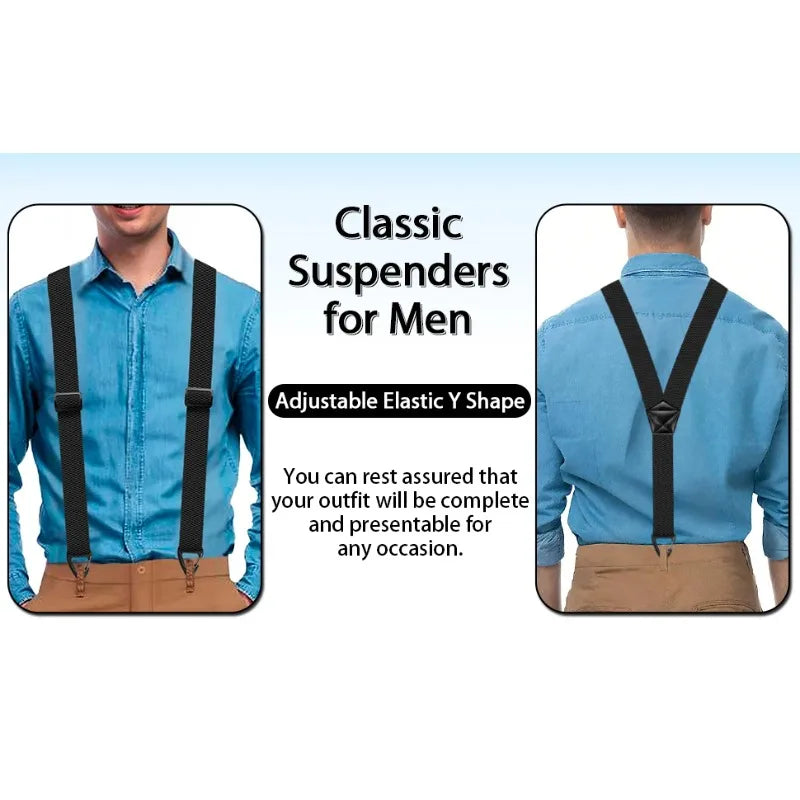 Hidden Suspenders for Men Heavy Duty Work Under Y Back Suspender Clothes 1.5 Inches with 3 Snap Loop