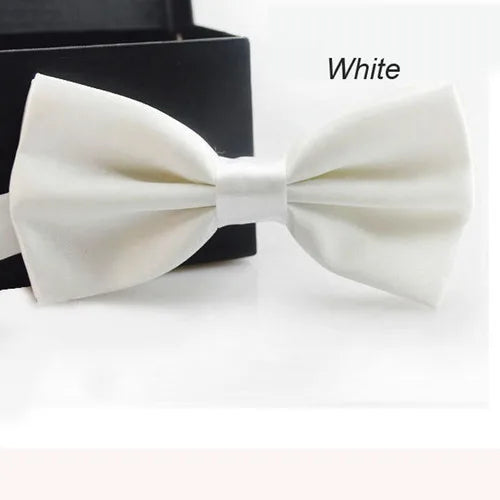 Classic Solid Color Bow Ties for Men & Children, Fashion Bowtie in Green Red Black White, Wedding Party Neck Tie Accessories