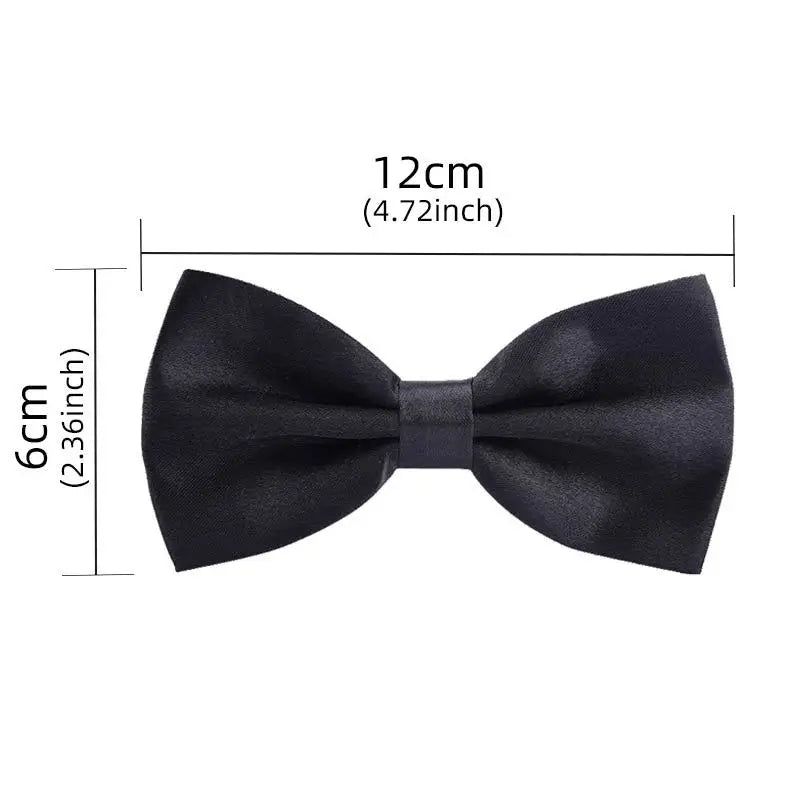 Classic Solid Color Bow Ties for Men & Children, Fashion Bowtie in Green Red Black White, Wedding Party Neck Tie Accessories