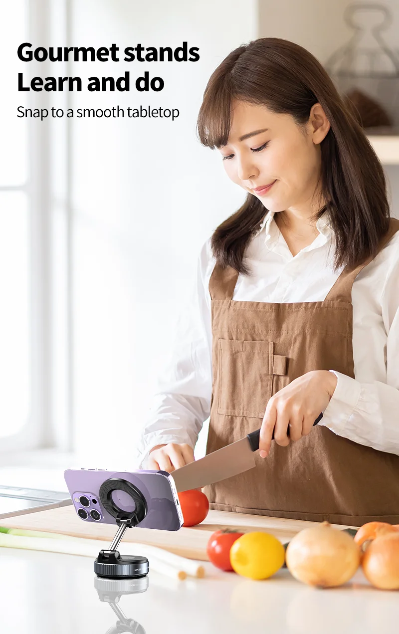 Universal Strong Magnetic Phone Holder 360° Adjustable Foldable Design Vacuum Car Mount For Cell Phone For iphone Live Streaming