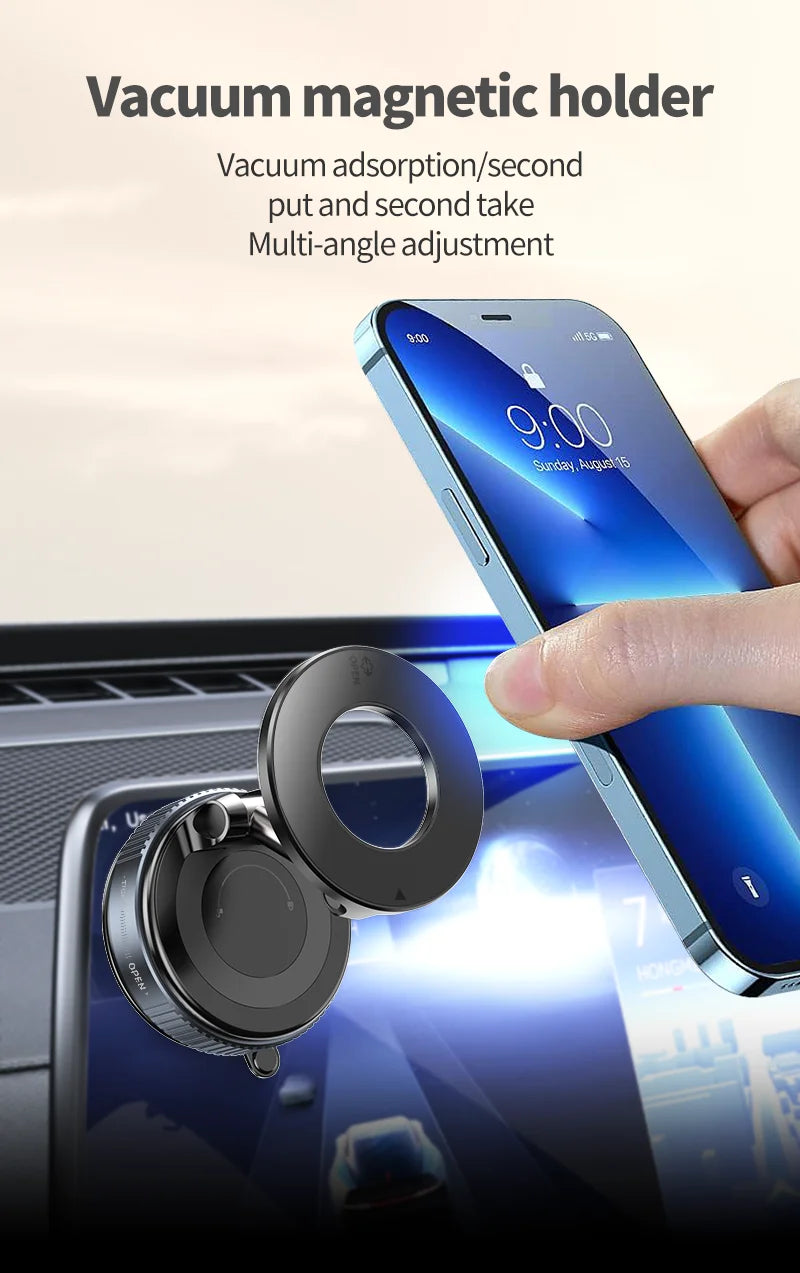 Universal Strong Magnetic Phone Holder 360° Adjustable Foldable Design Vacuum Car Mount For Cell Phone For iphone Live Streaming