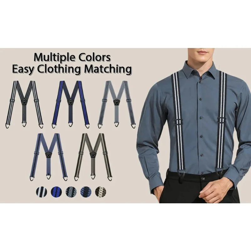 Hidden Suspenders for Men Heavy Duty Work Under Y Back Suspender Clothes 1.5 Inches with 3 Snap Loop