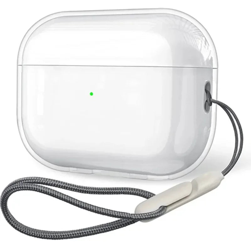 Clear Soft TPU Earphone Case for Airpods 4 3 2 1 Pro Pro2 Pro 3 Shockproof with Lanyard Strap for Airpods 4 Charging Case Cover